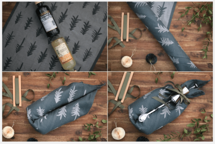 Mehrere Flaschen als Geschenk verpacken mit Tuch