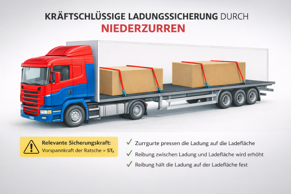 Ladungssicherung durch Niederzurren